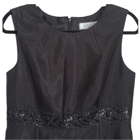 KASPER Elegant Evening Ladies Sleeveless Satin Sheath Dress Black Size 8 - Picture 6 of 14